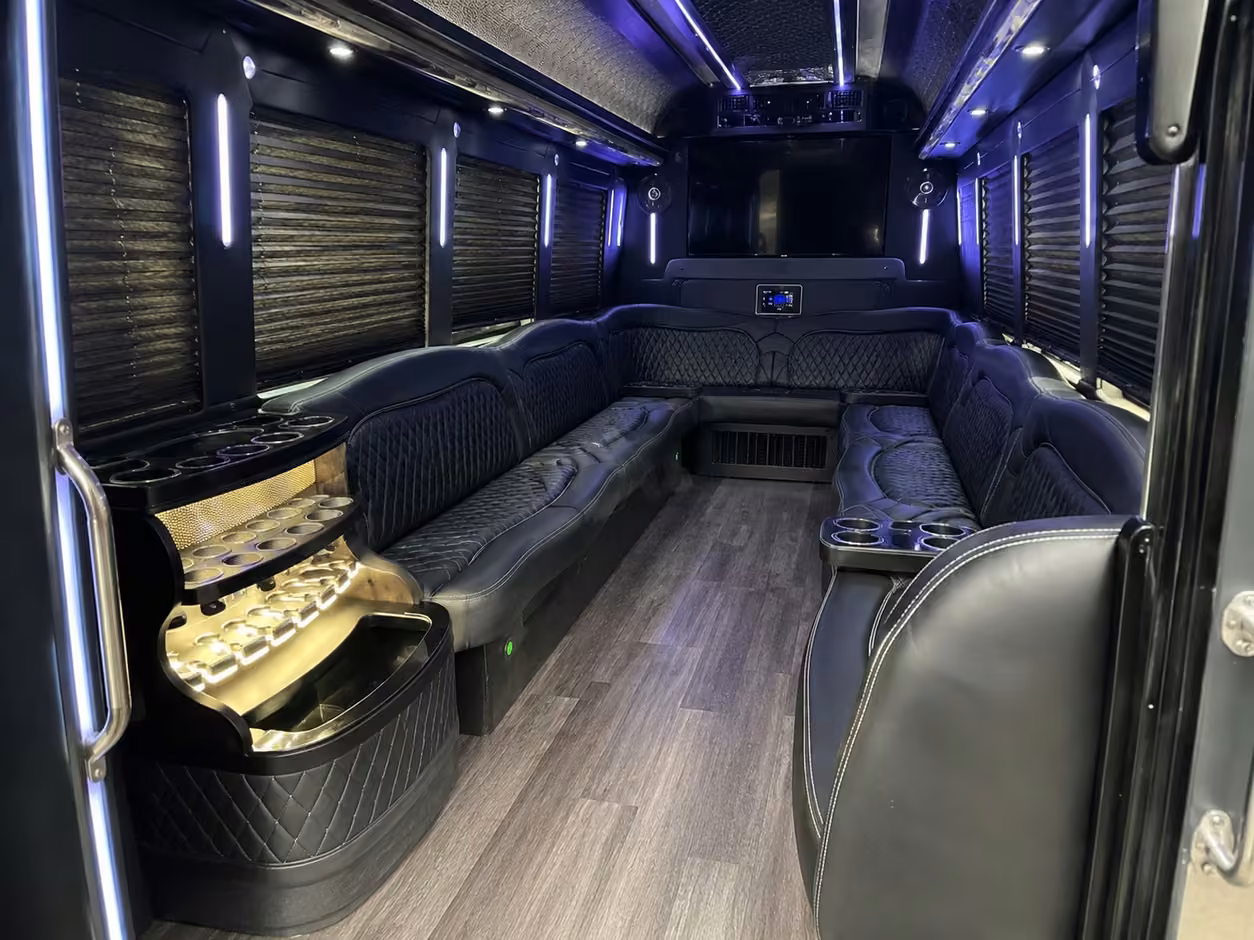 15 passenger party bus inside