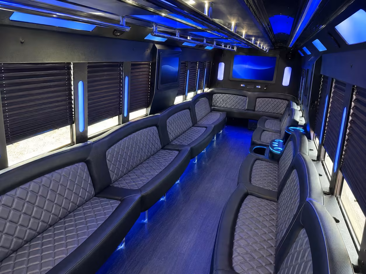 25 passenger party bus inside