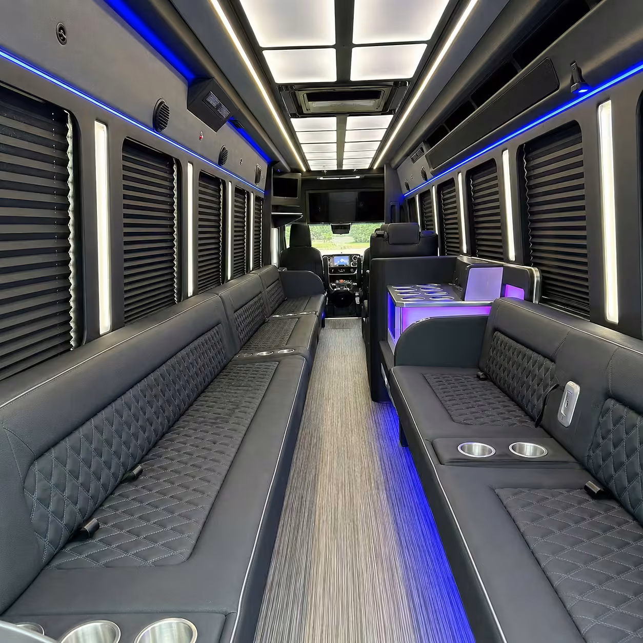 50 passenger party bus inside
