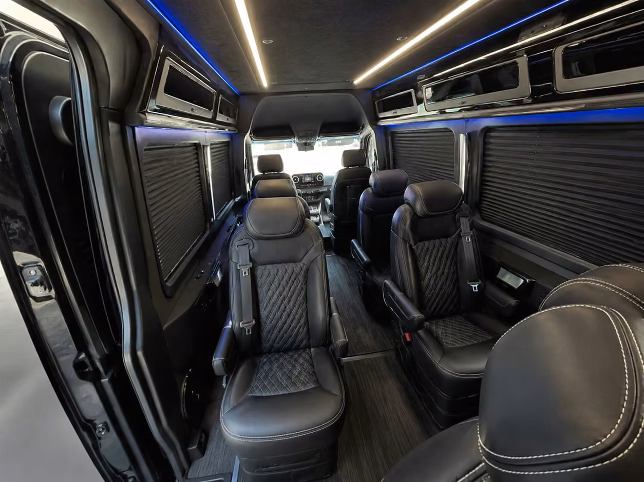 sprinter van rental with driver inside